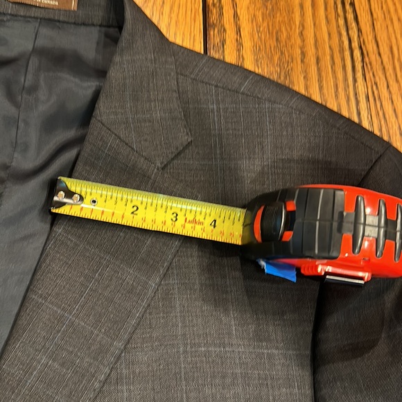 CUSTOM PETER MILLAR MENS 2 BUTTON WOOL GRAY/BLUE SUIT WITH PLEATED CUFFED PANTS - Picture 6 of 16